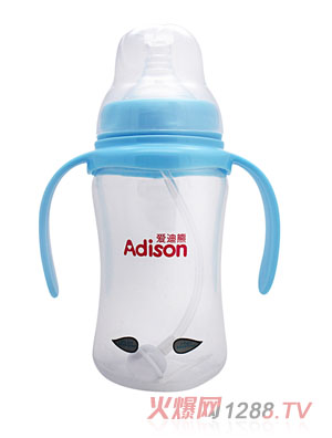 愛(ài)迪熊300ml寬口有耳感溫自動(dòng)PP奶瓶