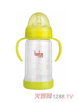 貝欣美寬口晶鉆防爆玻璃有柄自動(dòng)奶瓶bb-0306