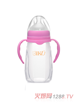比酷熊yingye帶手柄硅膠奶瓶