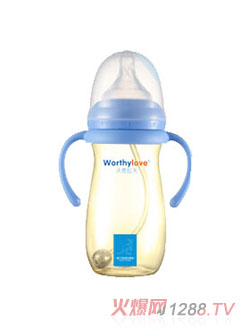 Worthylove沃德拉夫yingyePPSU帶手柄奶瓶藍色