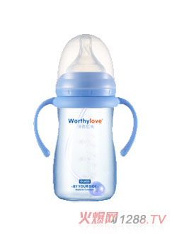 Worthylove沃德拉夫yingye帶手柄晶鉆玻璃奶瓶