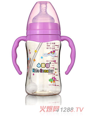 小孩國寬口直身自動(dòng)PPSU安全奶瓶240ML紫色