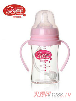 愛(ài)嬰寶新生兒晶鉆玻璃專用奶瓶180ml