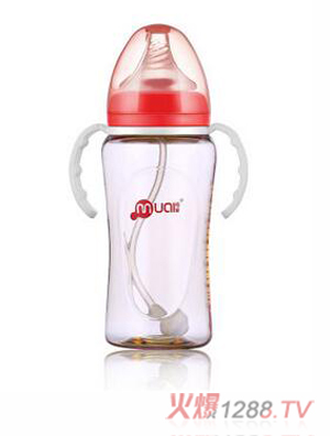 母愛PPSU寬口自動奶瓶300ml安全耐摔紅
