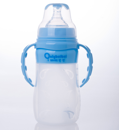 唯昵貝貝寬口硅膠奶瓶300ml藍(lán)色